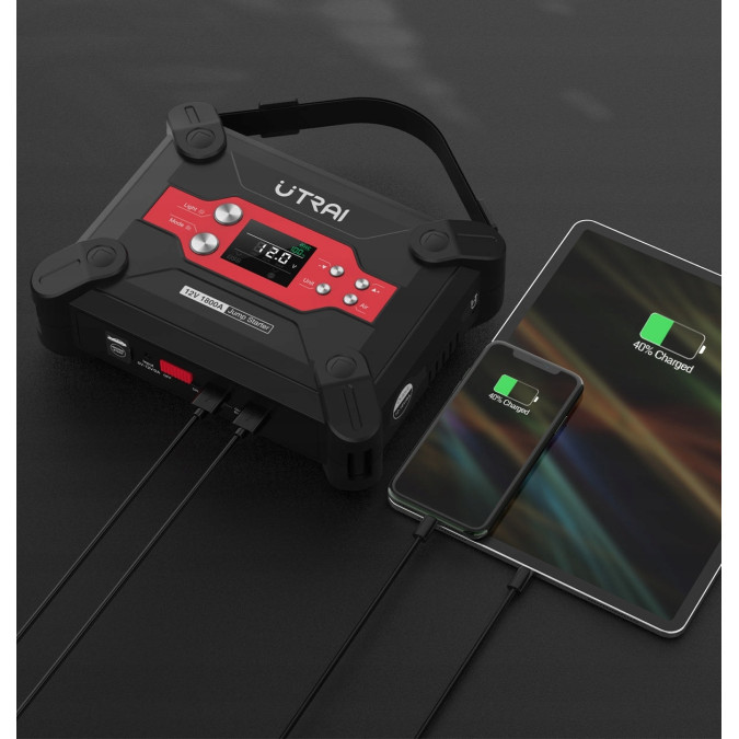 Пусковий зарядний пристрій UTRAI Jstar 6 1800A/24000mAh з компресором та ліхтариком