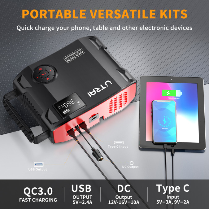 Пусковий зарядний пристрій  UTRAI Jstar 5 NEW 3500A/16000mAh з компресором та ліхтариком