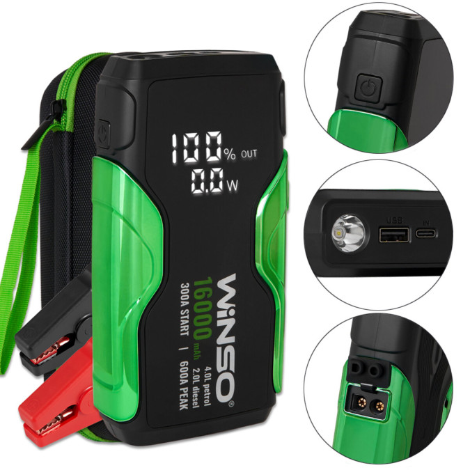 Бустер (пусковий пристрій) Winso Jump Starter 300A/600A 16000mAh 