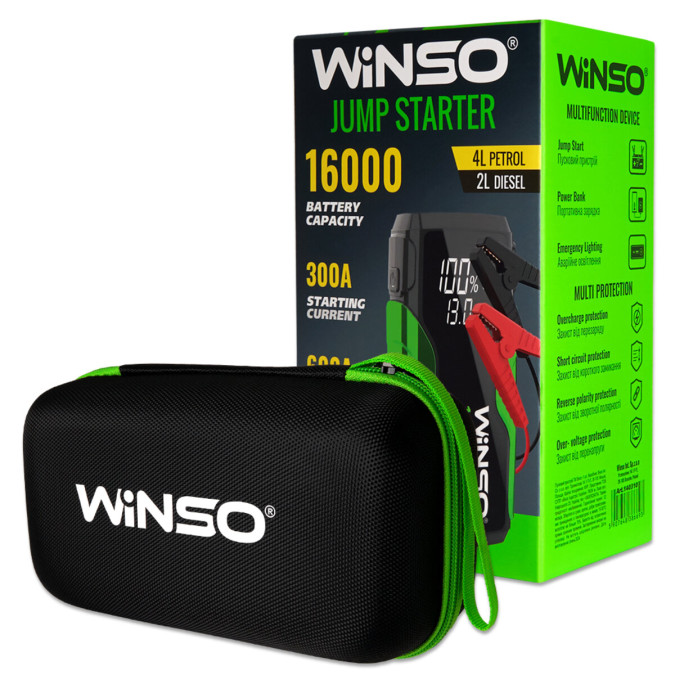 Бустер (пусковий пристрій) Winso Jump Starter 300A/600A 16000mAh 