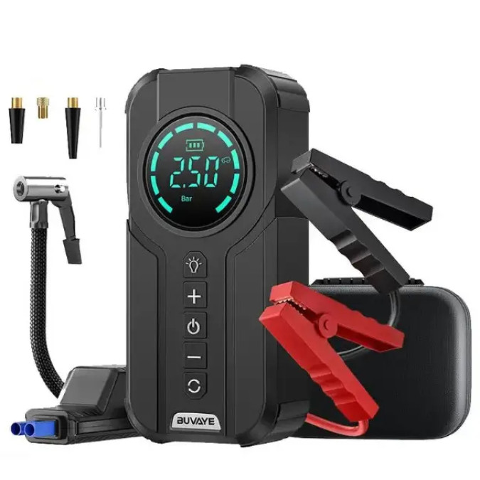 Пусковий зарядний пристрій BUVAYE YX1920-10400 600A/10400mAh з компресором та ліхтариком