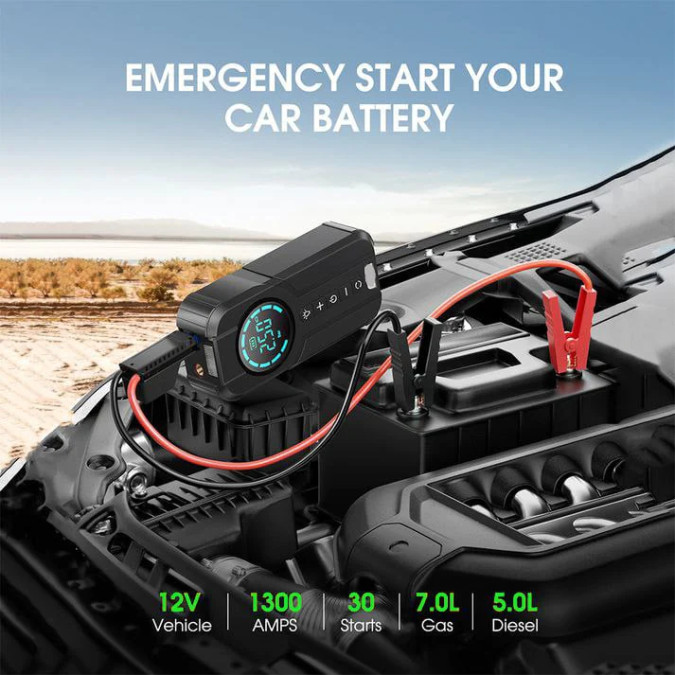 Пусковий зарядний пристрій BUVAYE YX1920-10400 600A/10400mAh з компресором та ліхтариком