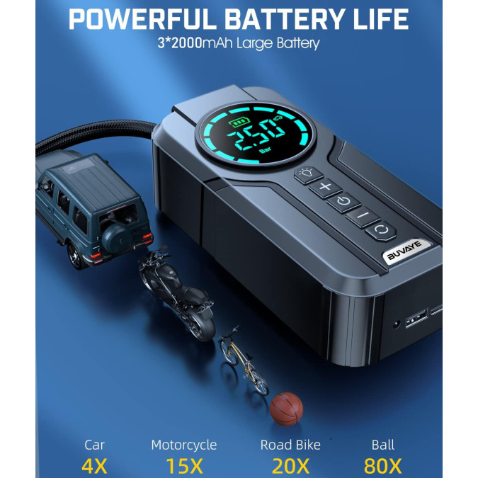 Пусковий зарядний пристрій BUVAYE YX1920-10400 600A/10400mAh з компресором та ліхтариком