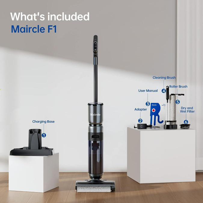 Бездротовий миючий пилосос Maircle F1 16000Pa 4000mAh, сірий