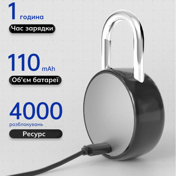 Розумний навісний замок KERONG KRS-SL-P49, колодка з 6-значним паролем, чорна