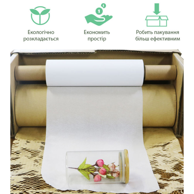 Пакувальний папір MARKSON PAPER-WSP 30X840M WHTE рулон 30см х 840м, білий