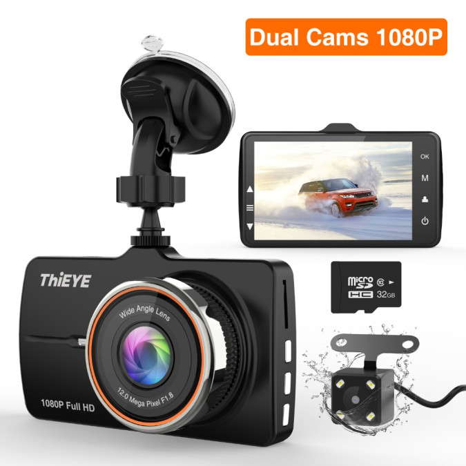 Автомобільний відеореєстратор ThiEYE Carbox 5R 1080P FULL HD з камерою заднього виду та картою пам’яті 32Gb